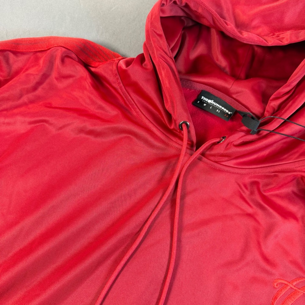 The Hundreds Mens Red Track Pullover Hoodie Sweatshirt Embroidered Logo 2XL NWT
